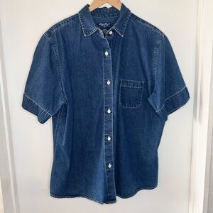 Eddie Bauer Vintage 100%  Cotton Denim Button Up Women’s Top X Large T Preppy EU